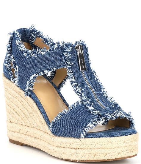 michael kors charm wedge sandals|Michael Kors denim wedge sandals.